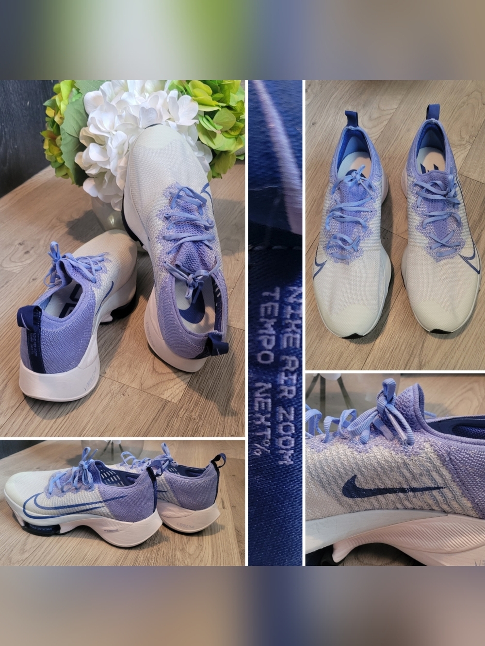 Nike Air Zoom X Tempo Next% Flyknit Blue & White, Women US 10.5 EUR 42.5
